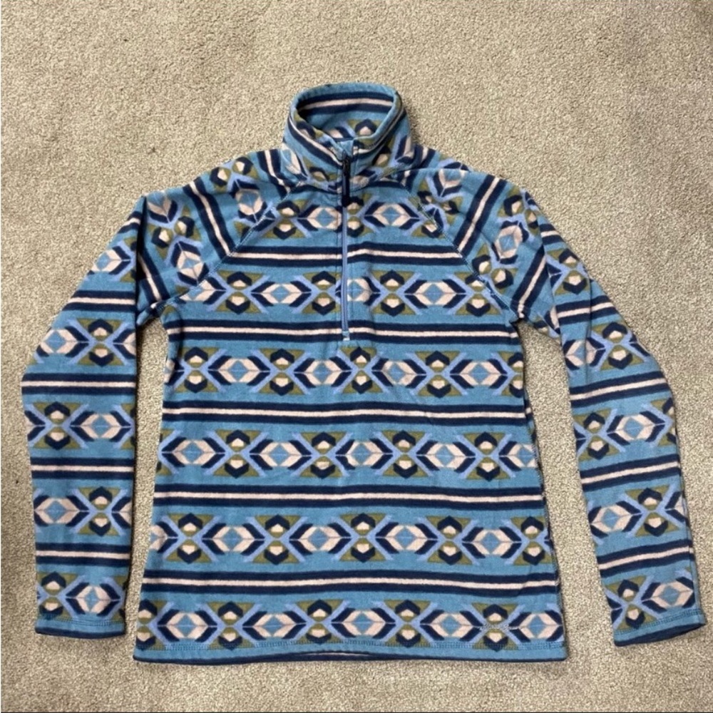 Eddie Bauer Printed Fleece Quarter Zip Pullover Size S Petite